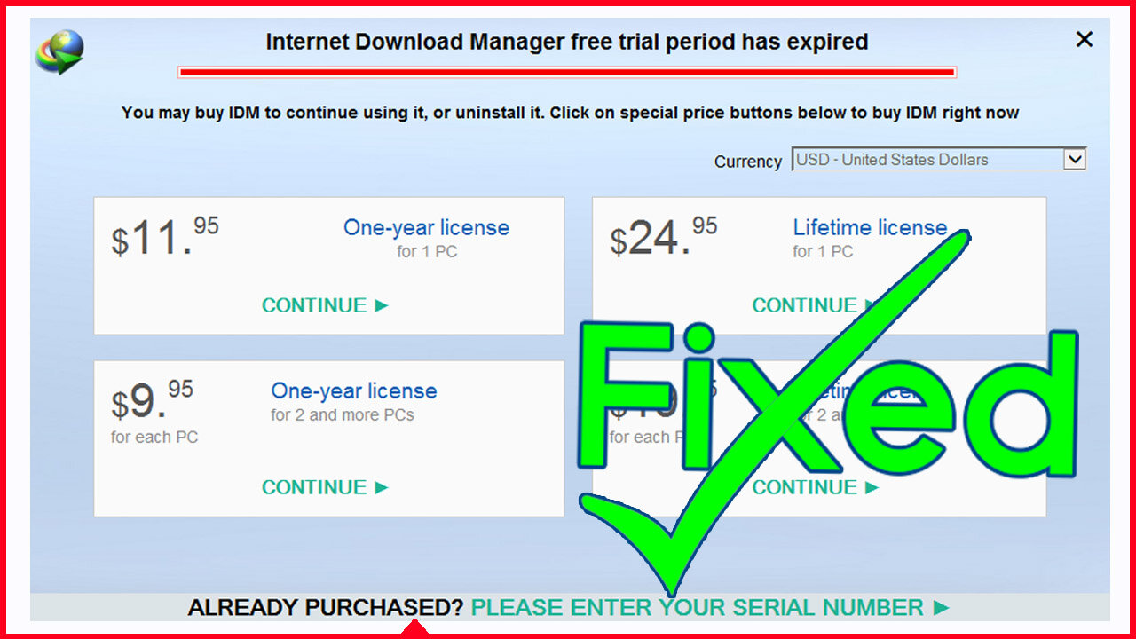 [Solution] ✔️ IDM free trial period has expired ⚠️ Internet Download Manager 2024 error