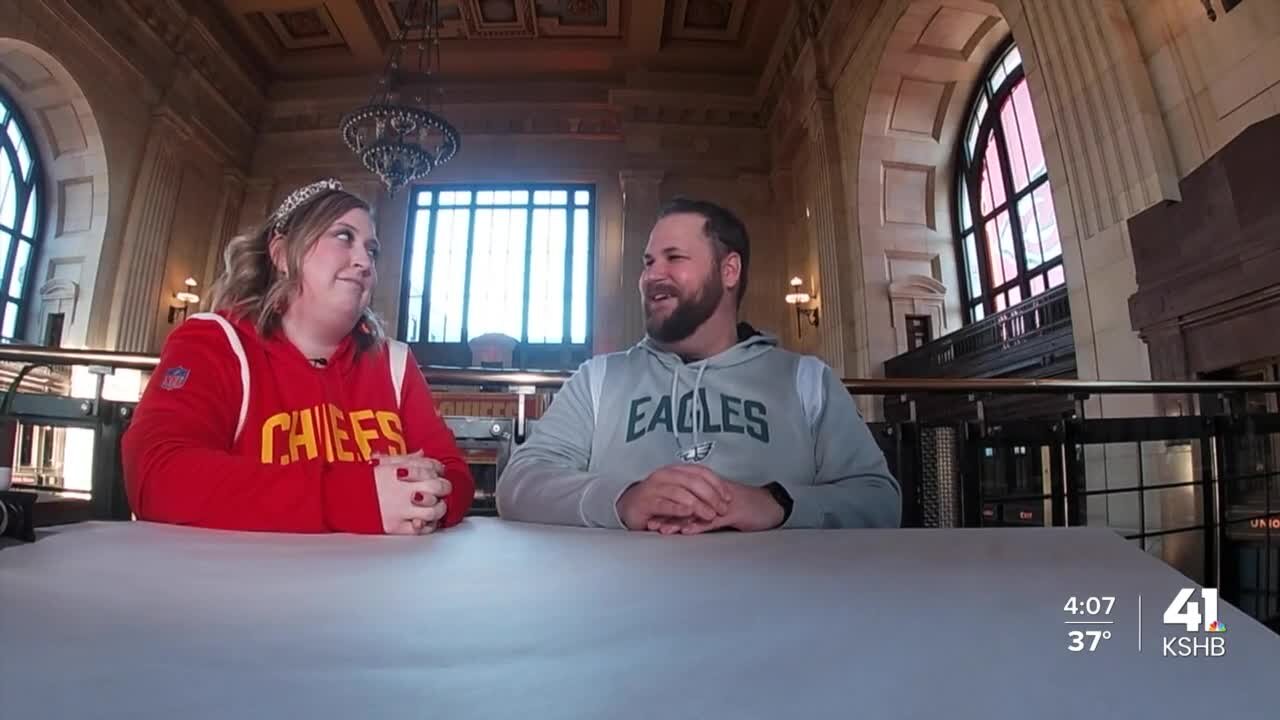 Chiefs fan, Eagles supporter overcome differing allegiances at site of 1st date