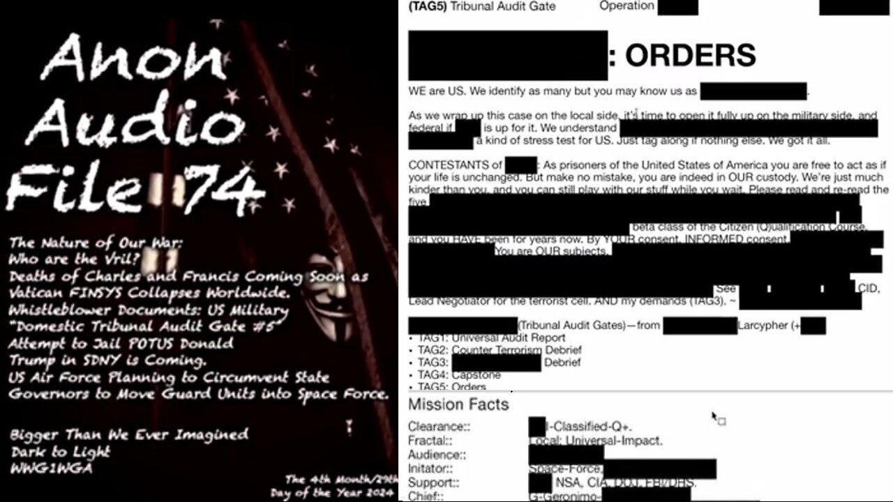 SG Anon Update #74: Trump Jail Attempt Coming | US Mil_Ops Document Dump