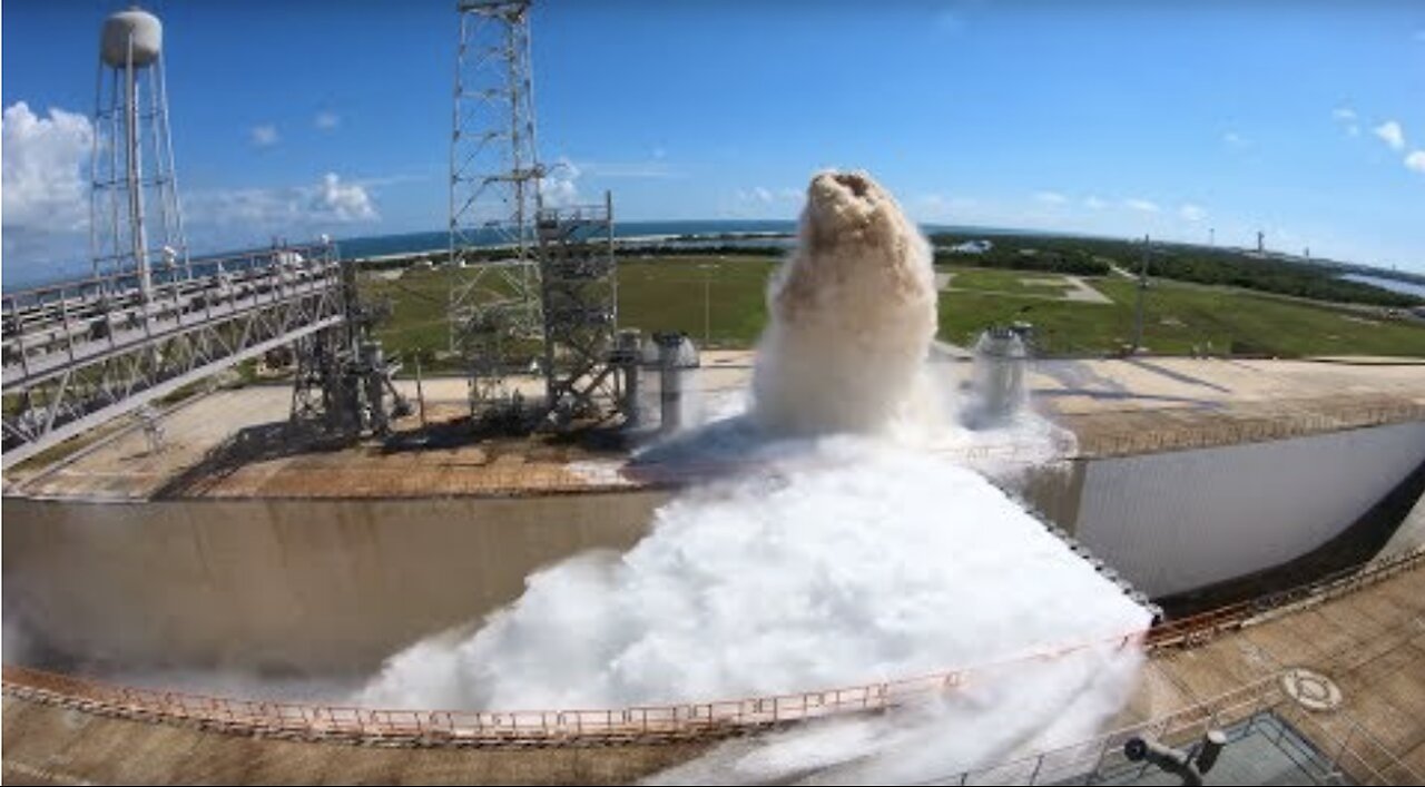 Launch Pad Water Deluge System Test at NASA Kennedy Space Center