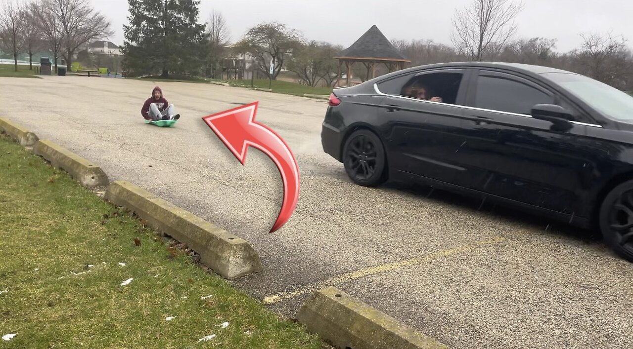 Sledding Behind My Car!