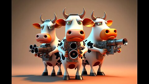 Cows with Guns - artwork by Midjourney AI