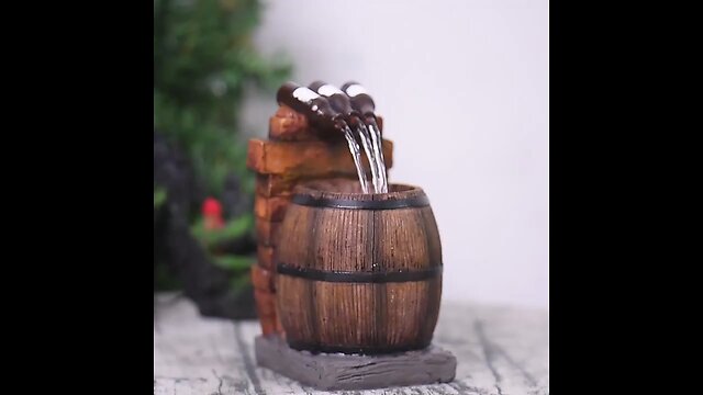 Resin Wine Bottle And Barrel Outdoor Water Fountain Sculpture Courtyard