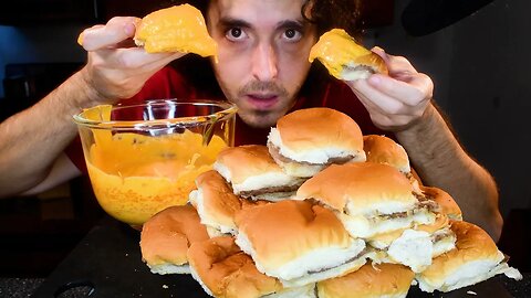 WHITE CASTLE CHEESE SAUCE FEAST * ASMR NO TALKING * NOMNOMSAMMIEBOY