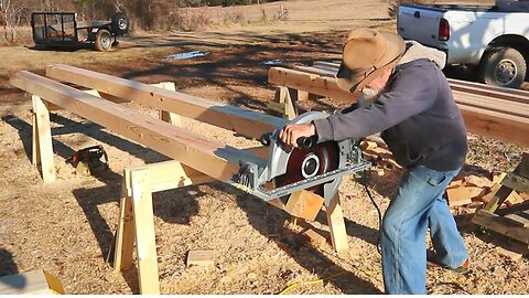 Laying Out and Cutting Timber Rafters, Dovetail Log Cabin Build (Ep 40)