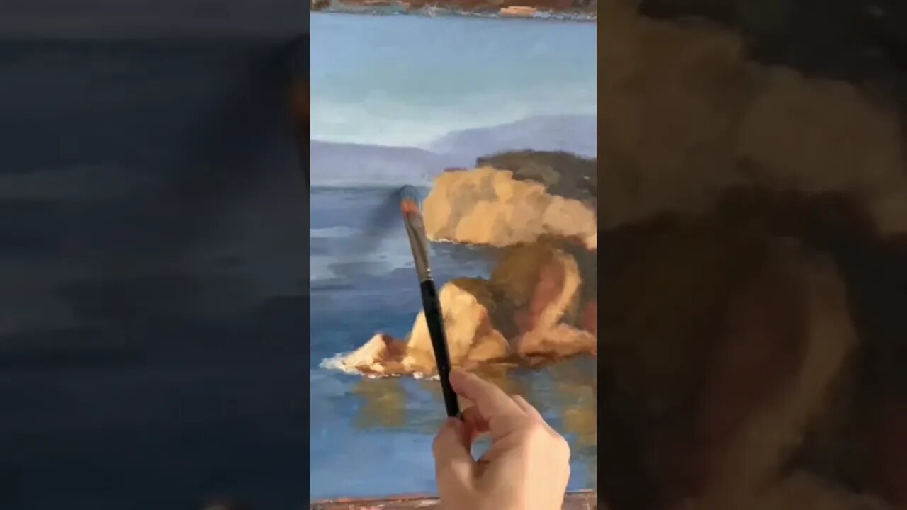 Painting the 2nd layer! Clip taken from new video on painting this seascape. #oilpainting #artist