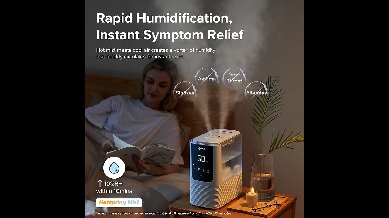 LEVOIT Humidifiers for Bedroom Home, Smart Warm and Cool Mist Air Humidifier for Large Room