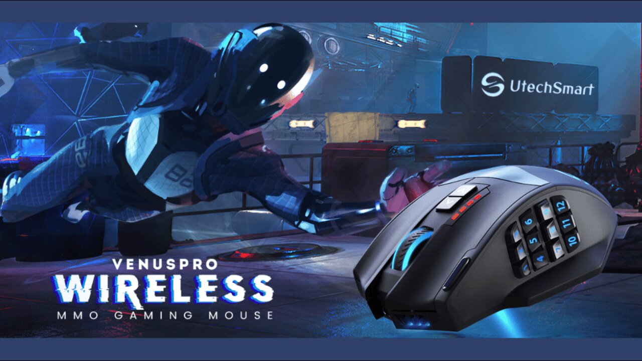 UtechSmart Venus Pro RGB Wireless MMO Gaming Mouse