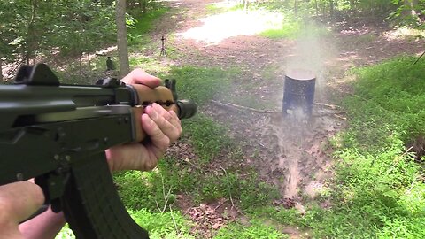 AK Full Auto vs Barrel of Water