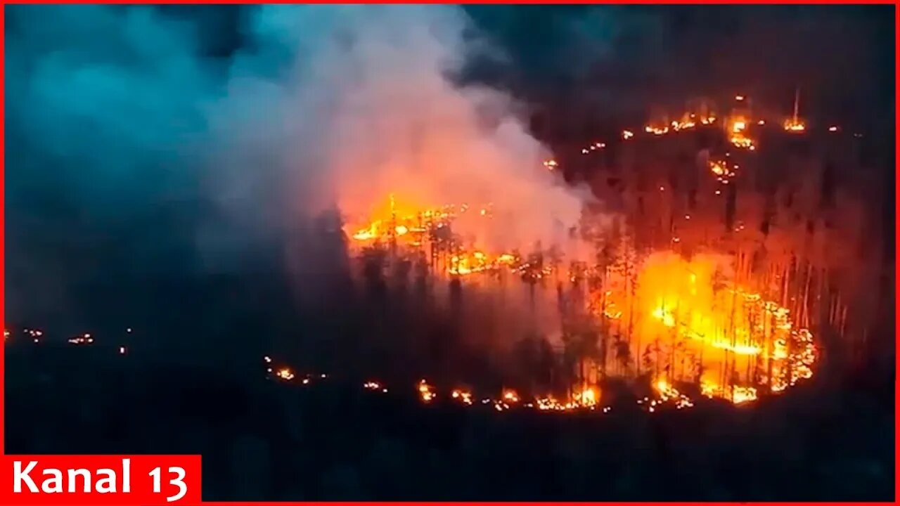 Ukrainian incendiary drones put on fire a Russian position located in a vast forest area