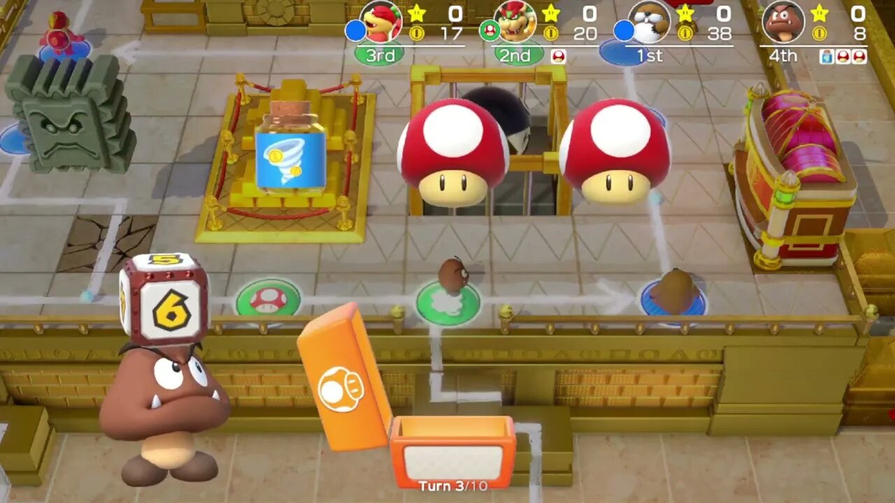 Super Mario Party - Kamek's Tantalizing Tower - Pom Pom vs Bowser vs Goomba vs Monty Mole