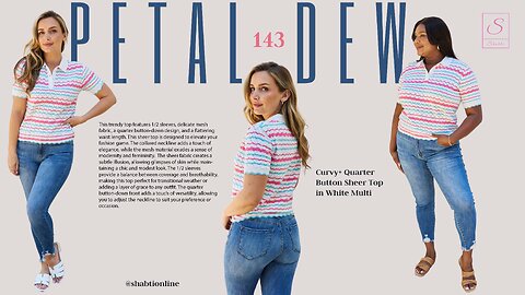 Petal Dew 143 Curvy+ Quarter Button Sheer Top in White Multi