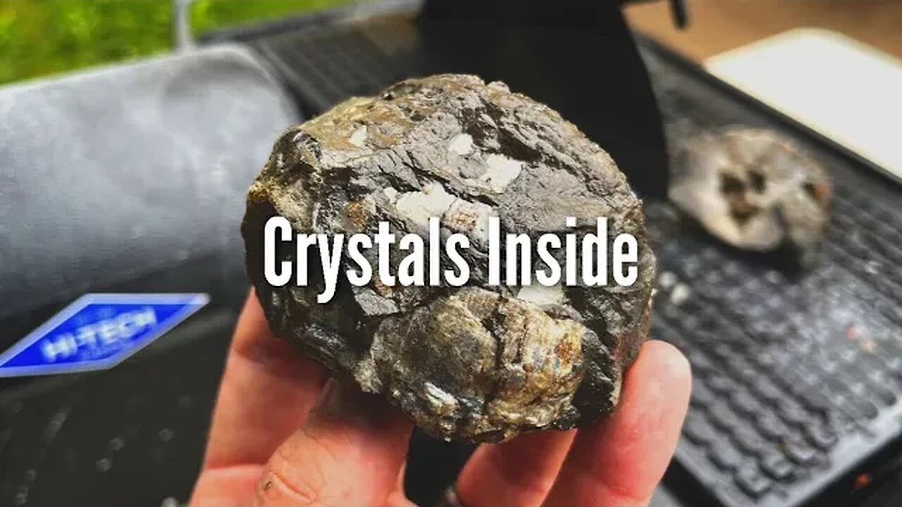 CRYSTALS Found Inside a 350 Million Year Old Brachiopod | Cutting Open With Lapidary Saw