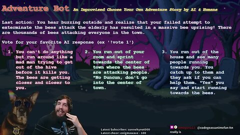 Adventure Bot - An Improvised Choose Your Own Adventure Story by AI & Humans (10/11/2022)