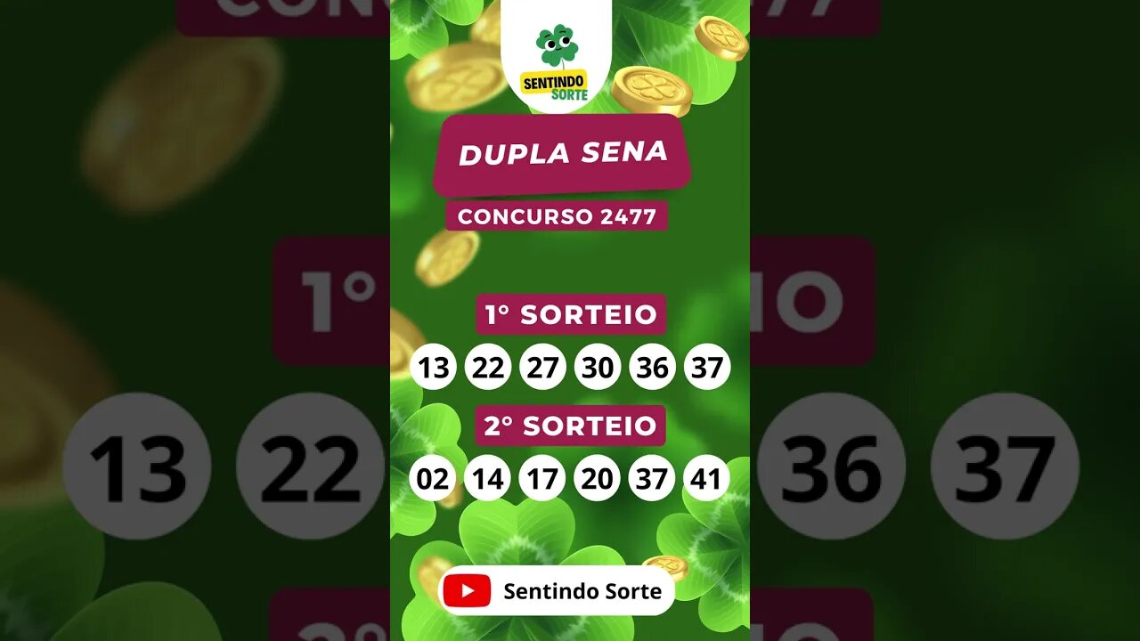 🍀 Resultado DUPLA SENA 2477 | Sentindo Sorte #shorts