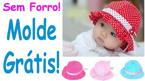 Como Fazer Chapeuzinho de Bebê modelo Babado Sem Forro. MOLDE GRÁTIS!