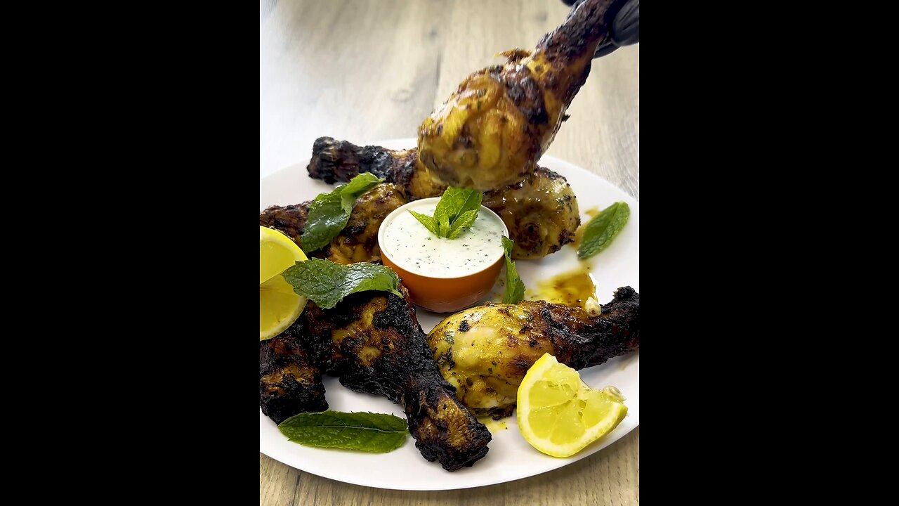 Air fried chicken Drumsticks with Mint Sauce #satisfyingvideo #cooking #crispychicken #kfcchicken