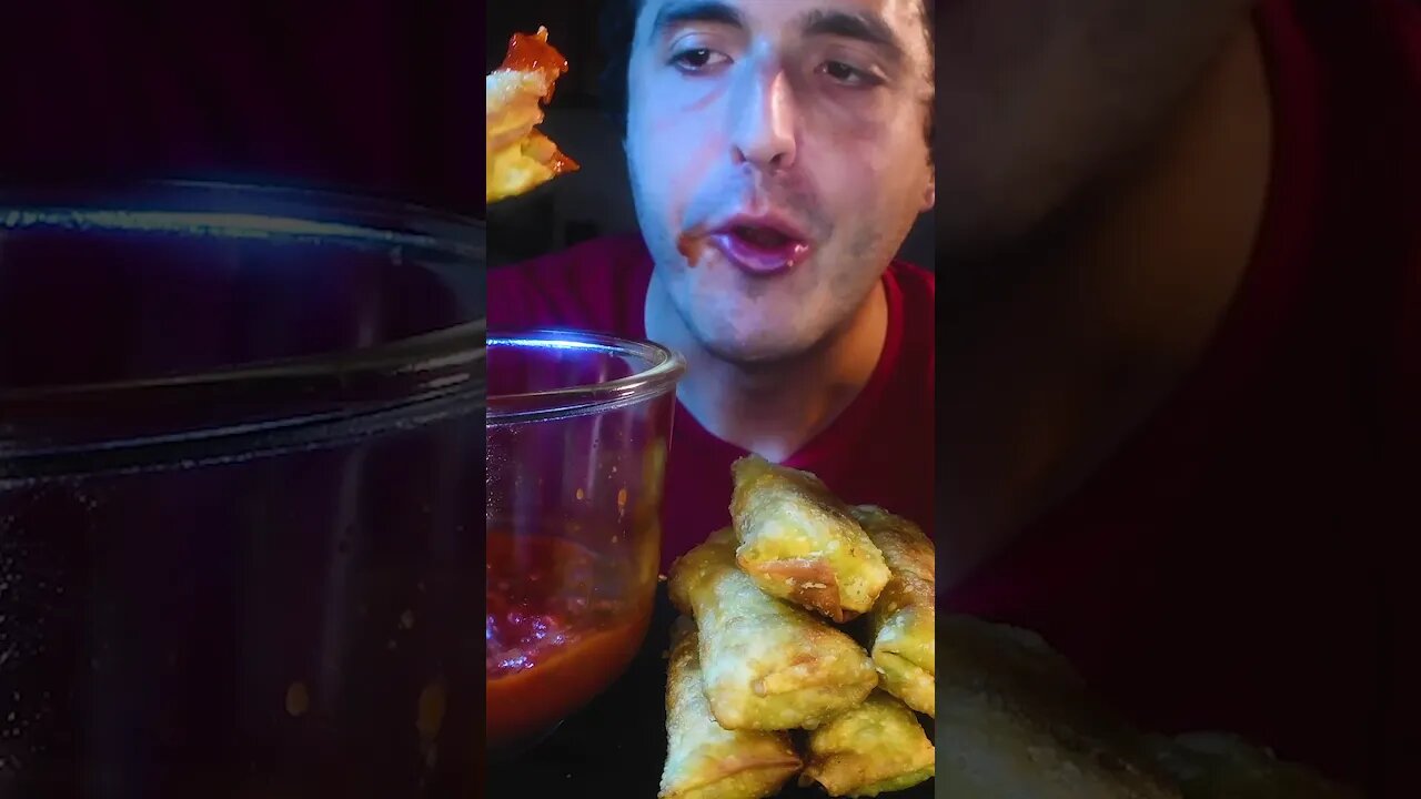 ASMR Eating PIZZA EGG ROLLS #shorts