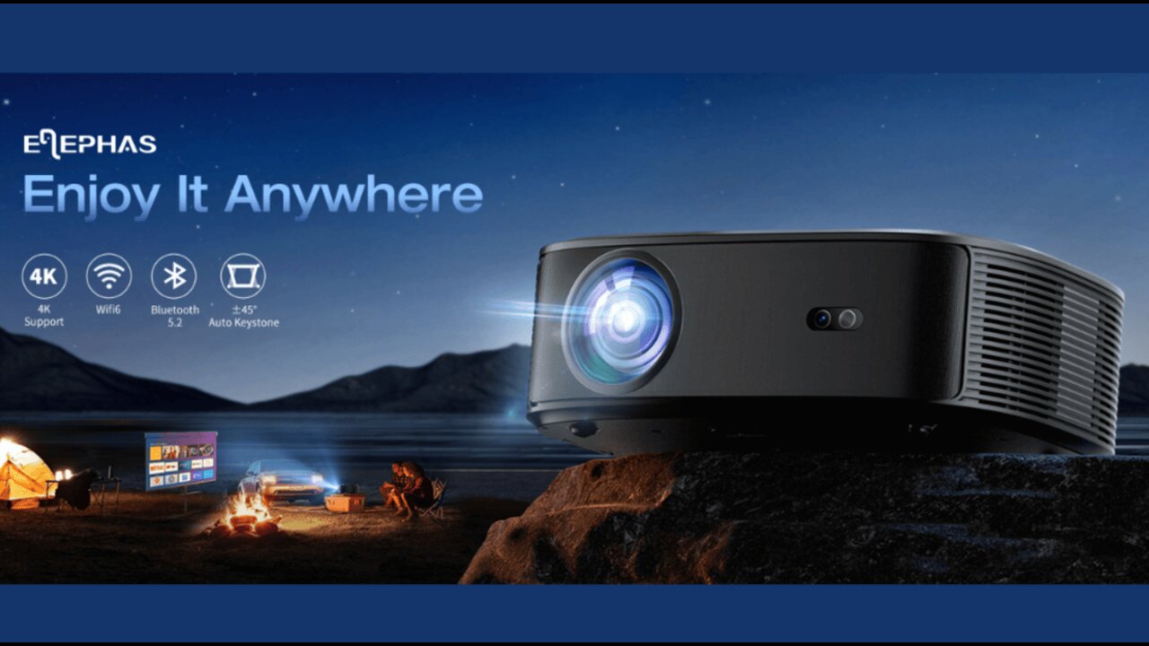 4K Projector with Wifi and Bluetooth, ELEPHAS Outdoor Movie Projector