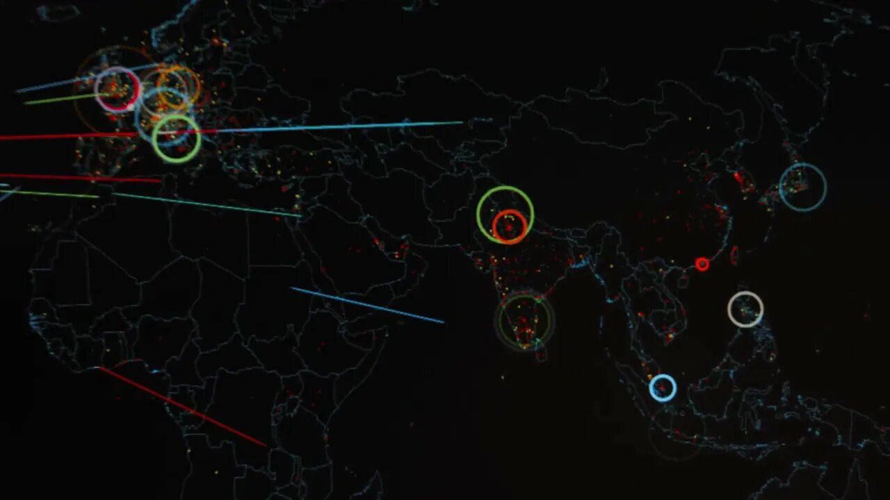 world map with different targets for cyber attack hacking and technology concept ma SBV 347214337 HD