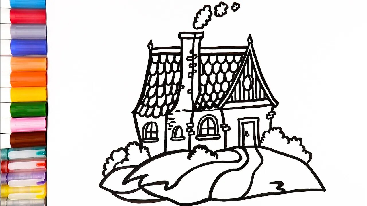 Drawing and Coloring a Village House for Kids & Toddlers | Ariu Land