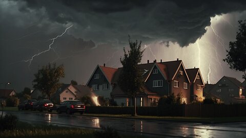 Heavy Rain and Thunder in the Suburbs of Cologne - 11 Hours