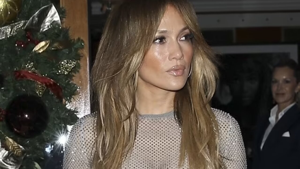 Jennifer Lopez Sparkles in Sheer Top at Dinner