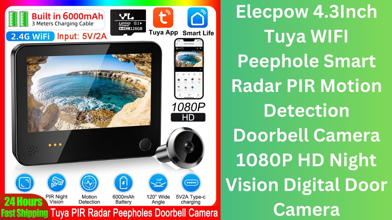 Elecpow 4.3Inch Tuya WIFI Peephole Smart Camera