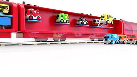 TRAIN TRANSPORTER TOYS | COLORS FOR KIDS 🚎🚗🚘🚔