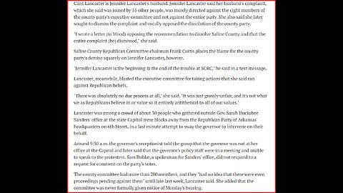 Republican Party of Arkansas Executive Committee uses division to punish opponents in Saline County