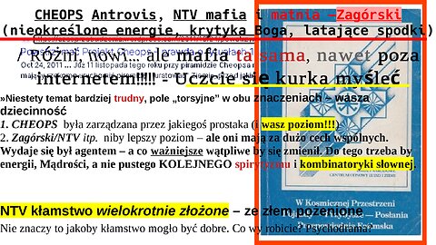 CHEOPS Antrovis NTV mafia!matnia Zagórski (niejasne energie, cieki? krytyka Boga, latające spodki)