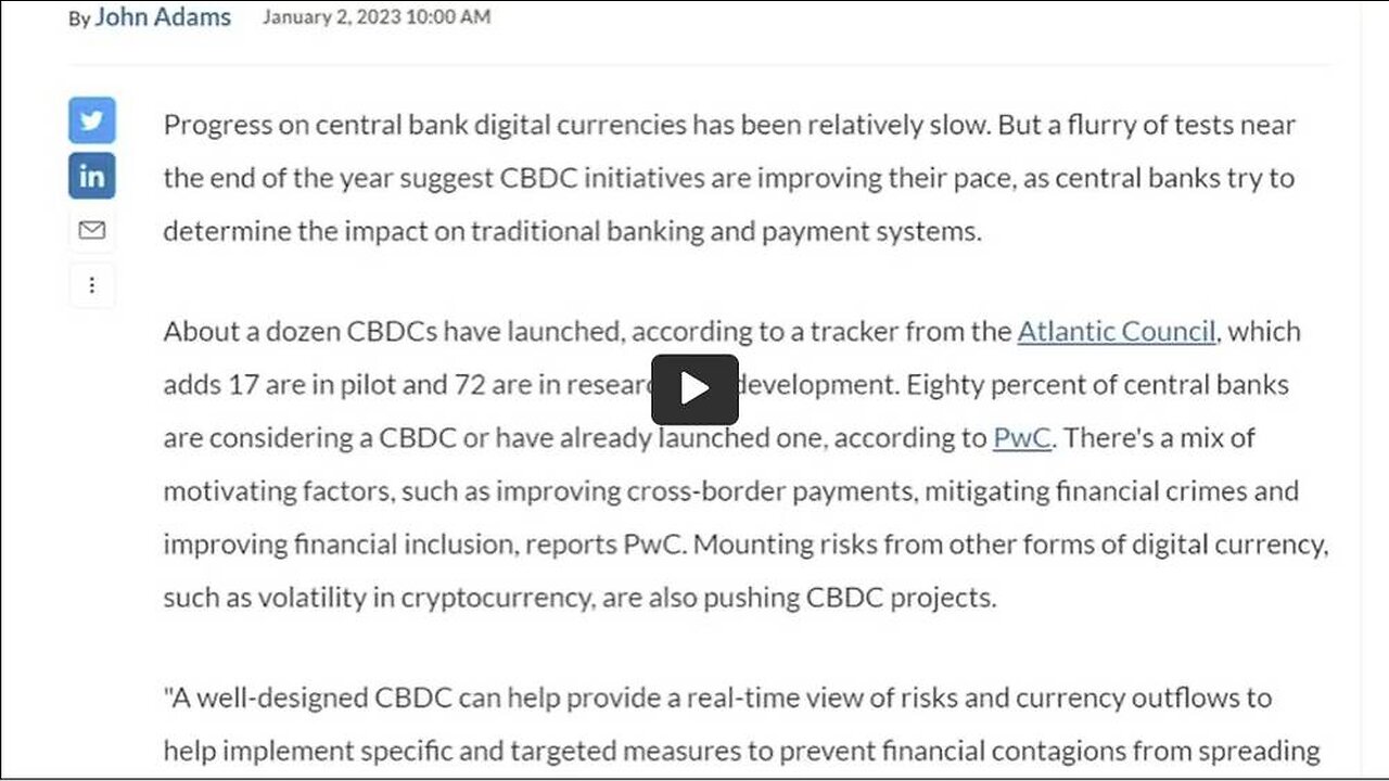 CBDC | "80% of Central Banks Are Considering a CBDC or Have Already Launched One."