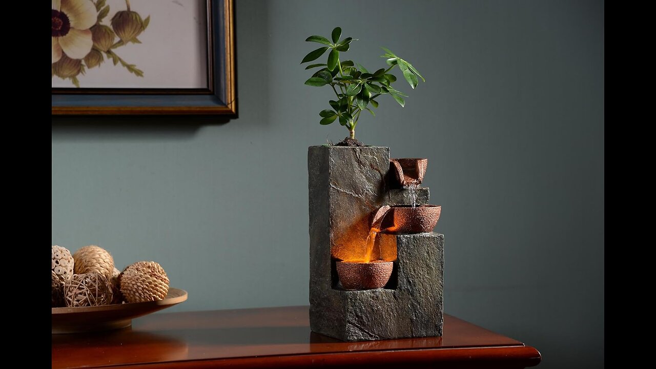 Elegant 3-Tier Indoor Fountain with LED & DIY Planting 🌿💧✨