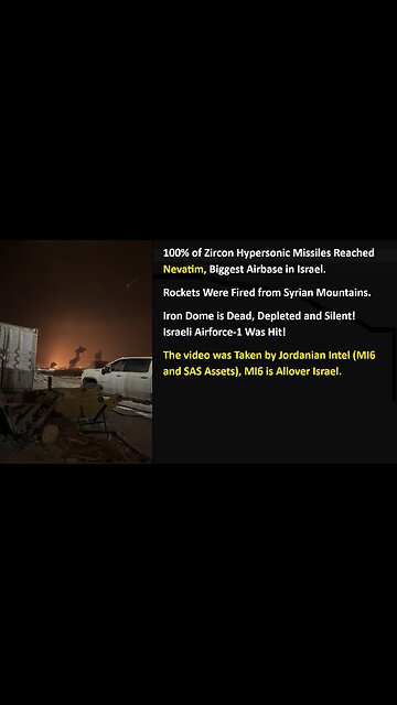 100% of Zircon Hypersonic Missiles Reached Nevatim Airbase. Rockets Were Fired from Syria