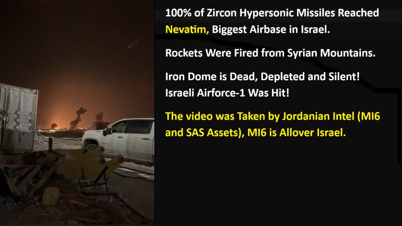 100% of Zircon Hypersonic Missiles Reached Nevatim Airbase. Rockets Were Fired from Syria