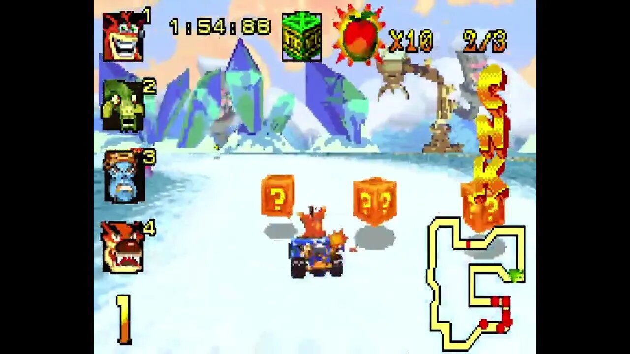 Crash Nitro Kart (GBA) - Meteor Gorge CNK Challenge Gameplay (Green Token)