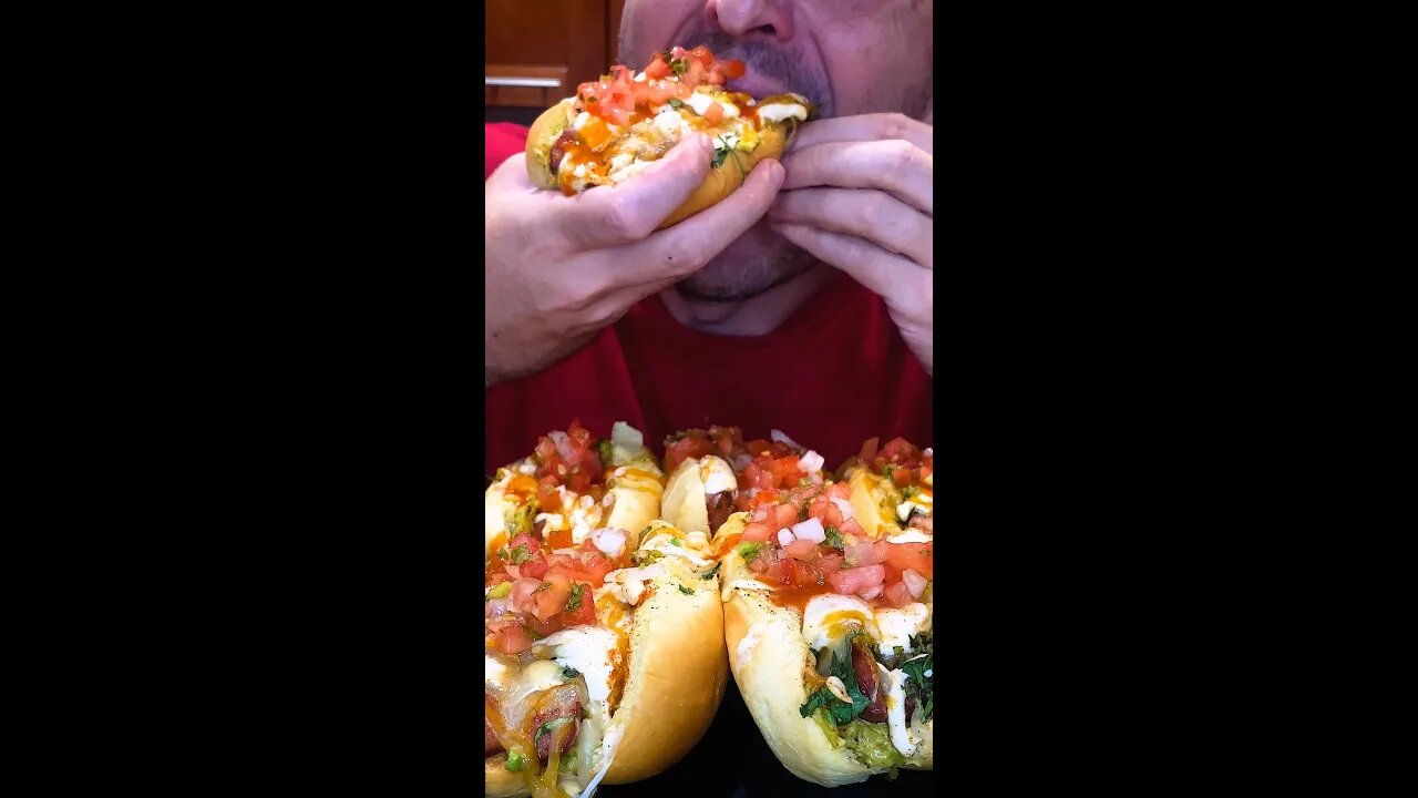 Eating a Loaded Hot Dog in 50 Seconds. #shorts