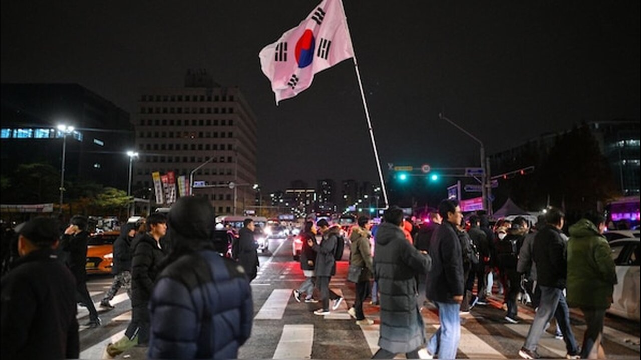 Scenes outside South Korean parliament – Hundreds gather to protest emergency martial law