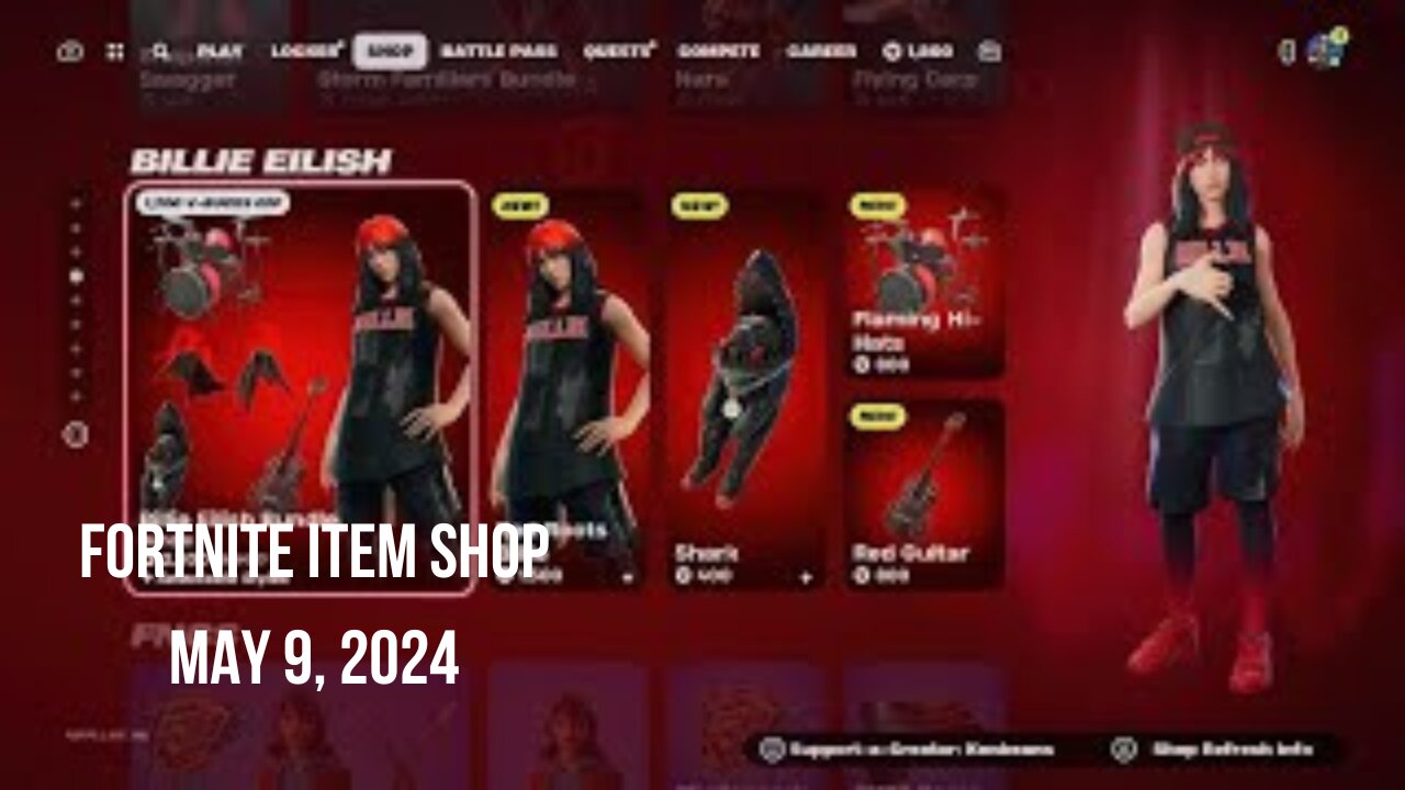 Fortnite Item Shop|May 9, 2024(*New* Billie Eilish Bundle & Jam Tracks)