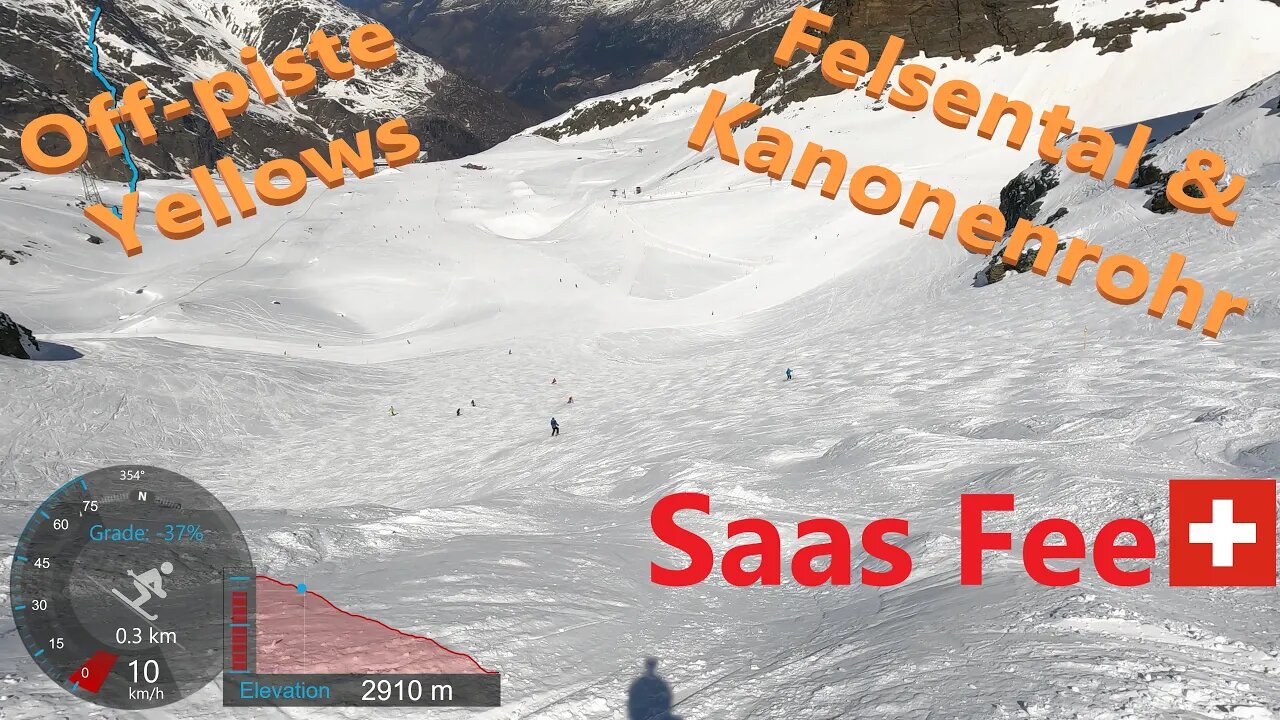 [4K] Skiing Saas Fee, The Yellows Felsental and Kanonenrohr (Off-Piste), Wallis Schweiz, GoPro HERO9