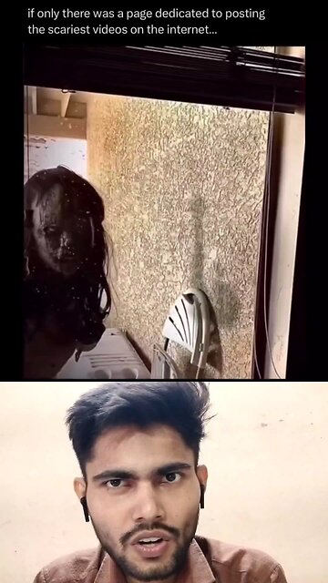 Scared Girl Look into Windows