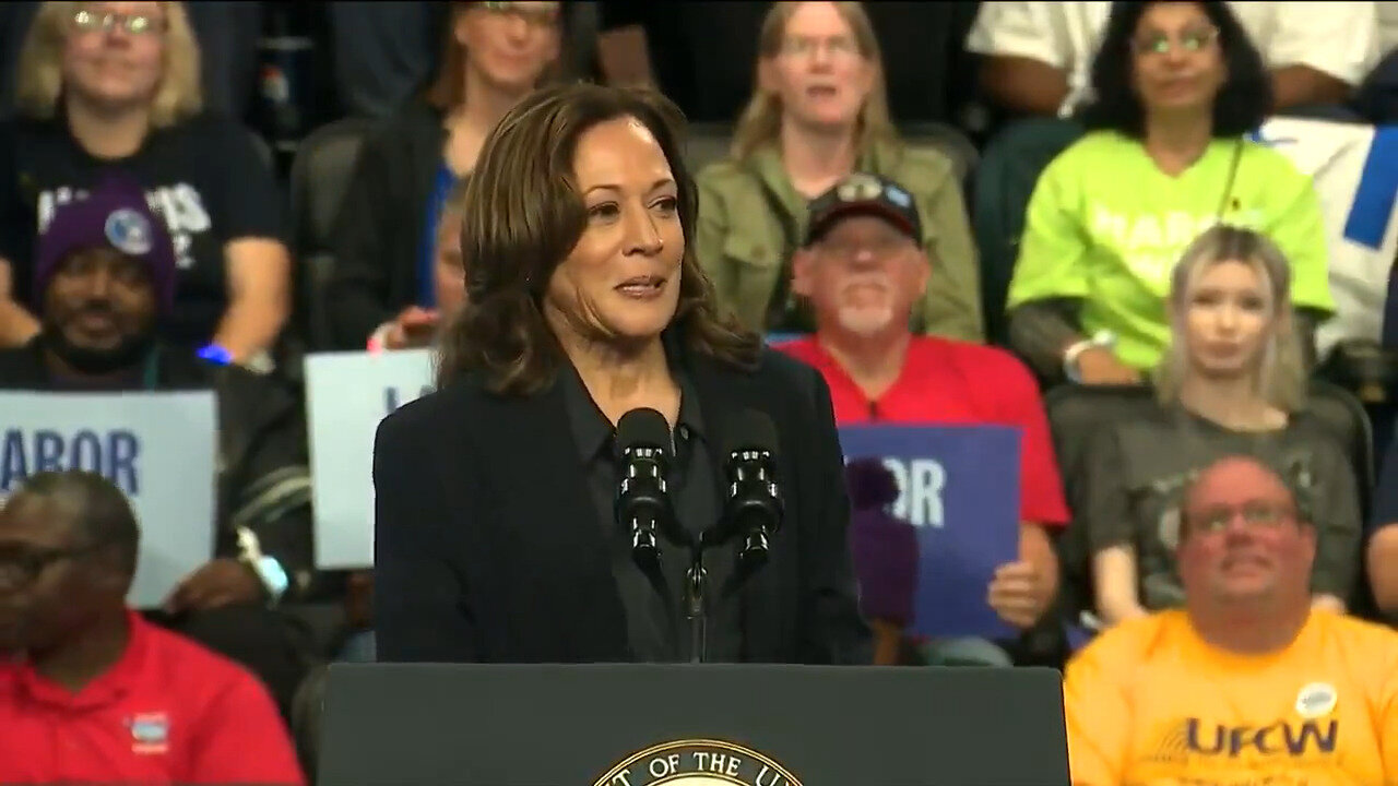 The Look On Kamala's Face When The Teleprompter Goes Out At Labor Event In Flint, Michigan