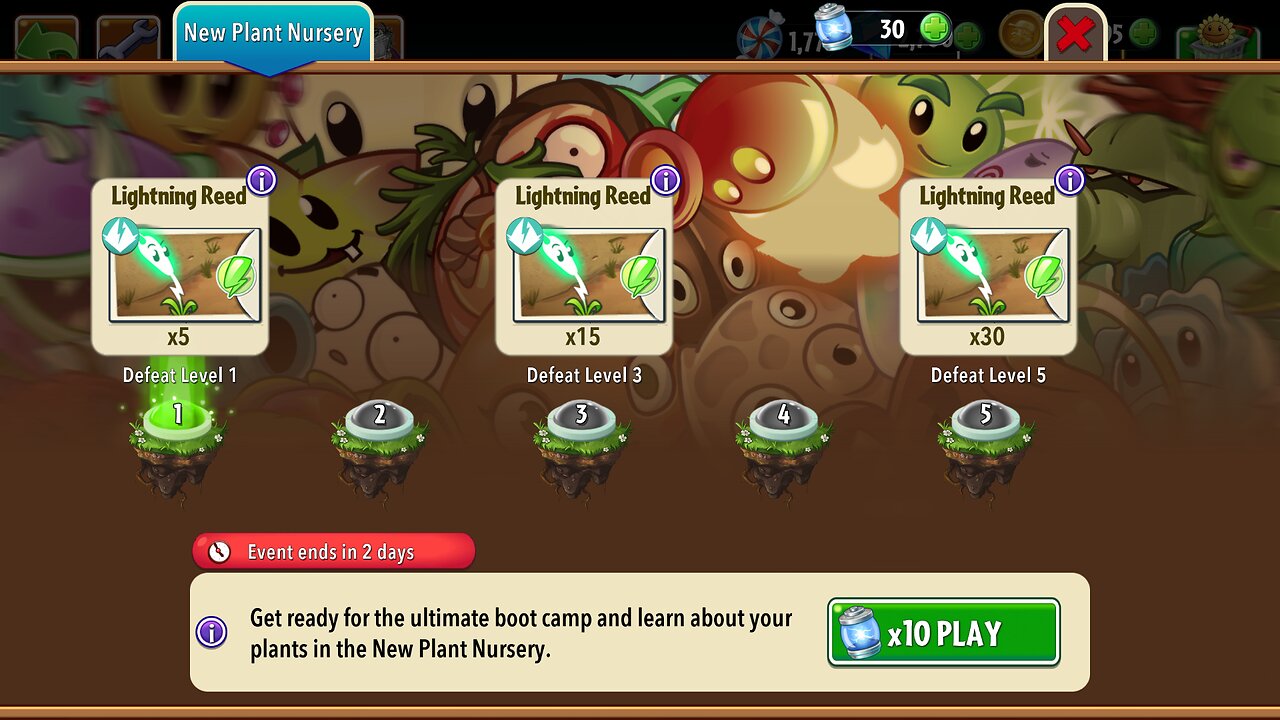 Plants vs Zombies 2 - Plant Nursery - Lightning Reed - December 2024