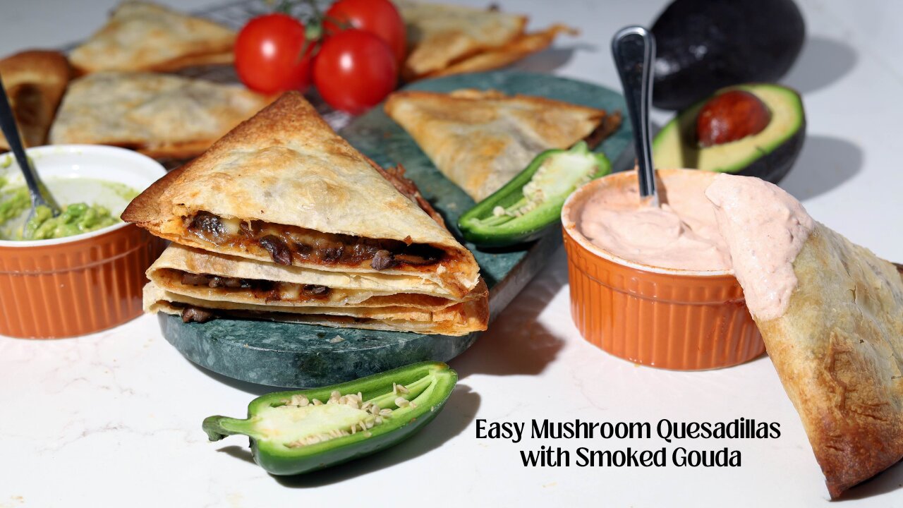 Make these for Cinco de Mayo. Easy Mushroom Quesadillas with Smoked Gouda.