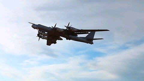 Landing of a strategic bomber Tupolev Tu-95MS "Bear".