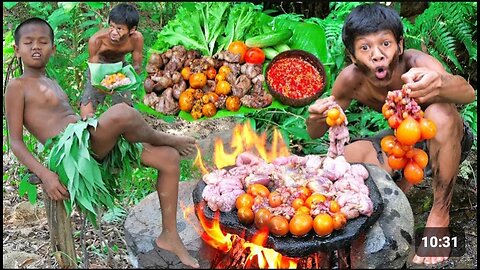 Cooking chicken intestine