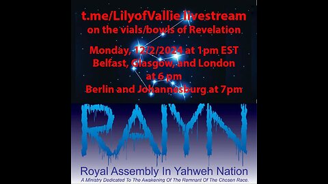 12.2.24 LilyofVallie RAIYN Telegram New Moon podcast w/Bro. Rick on Rev. 16