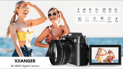 VJIANGER Digital Camera for Photography 4K 56MP Vlogging Camera