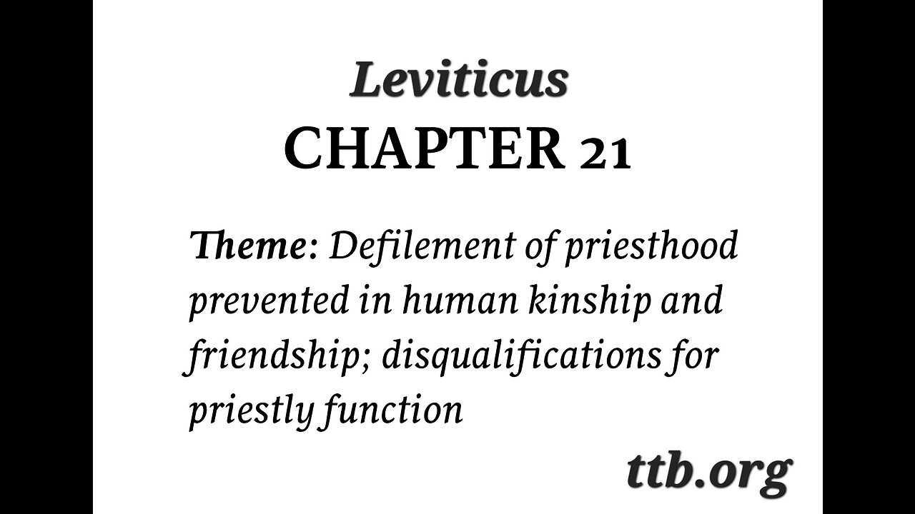 Leviticus Chapter 21 (Bible Study)