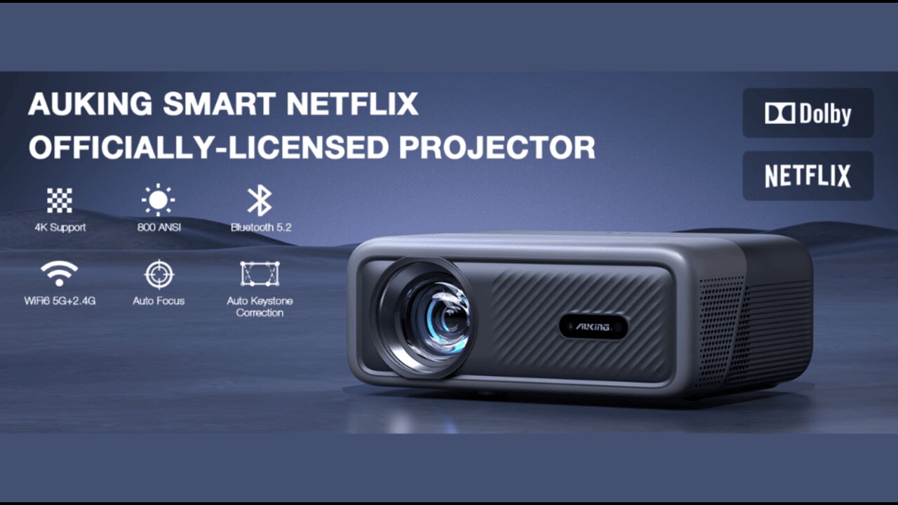 AuKing Smart Projector with Wifi and Bluetooth